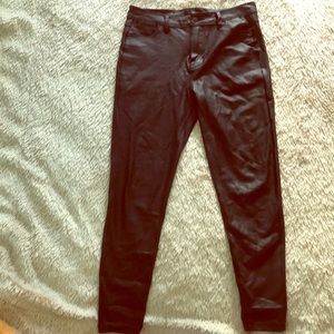 High rise faux leather jeans